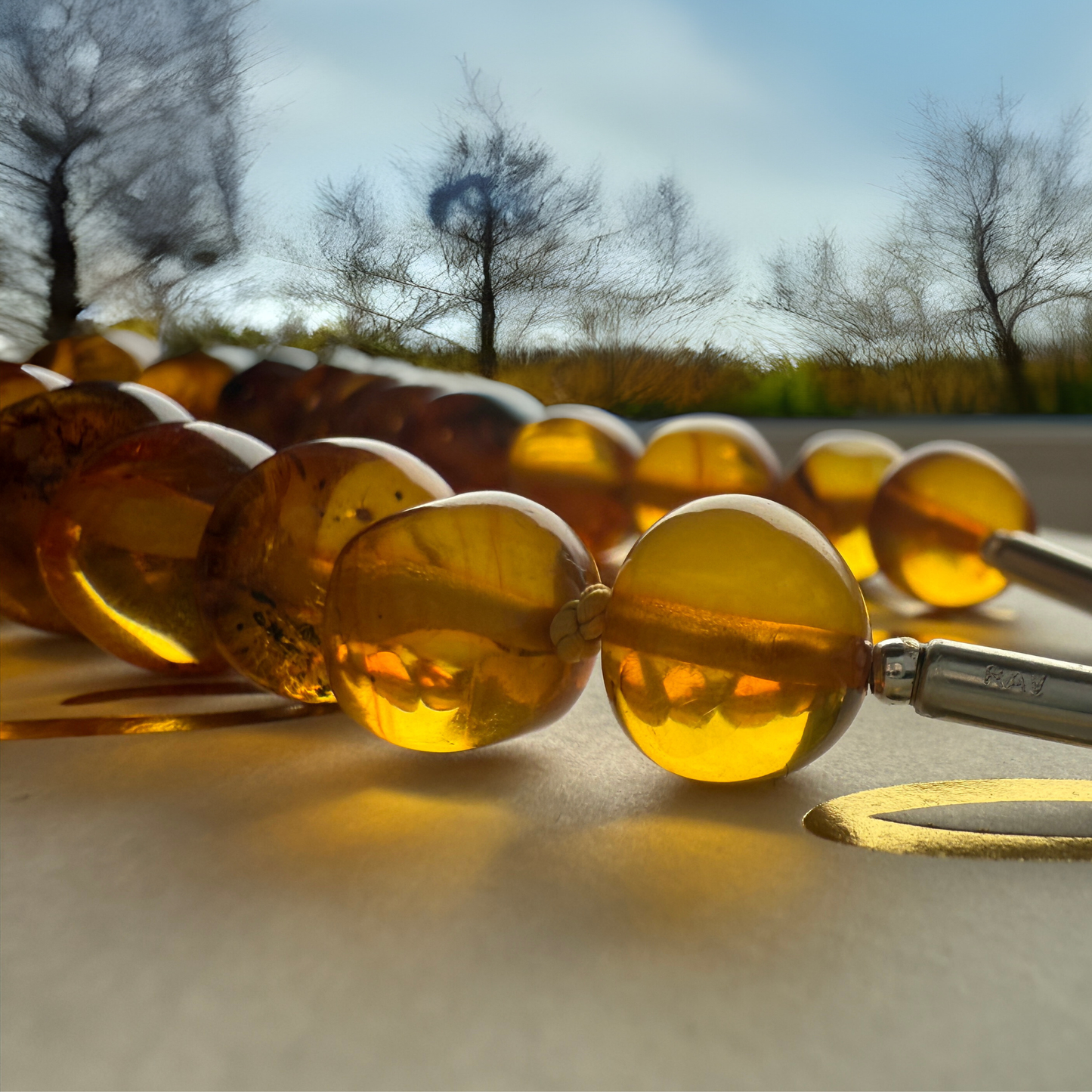 Unik citrus rav halskæde