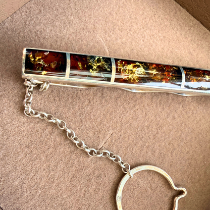 Rav slipsenål i sterlingsølv