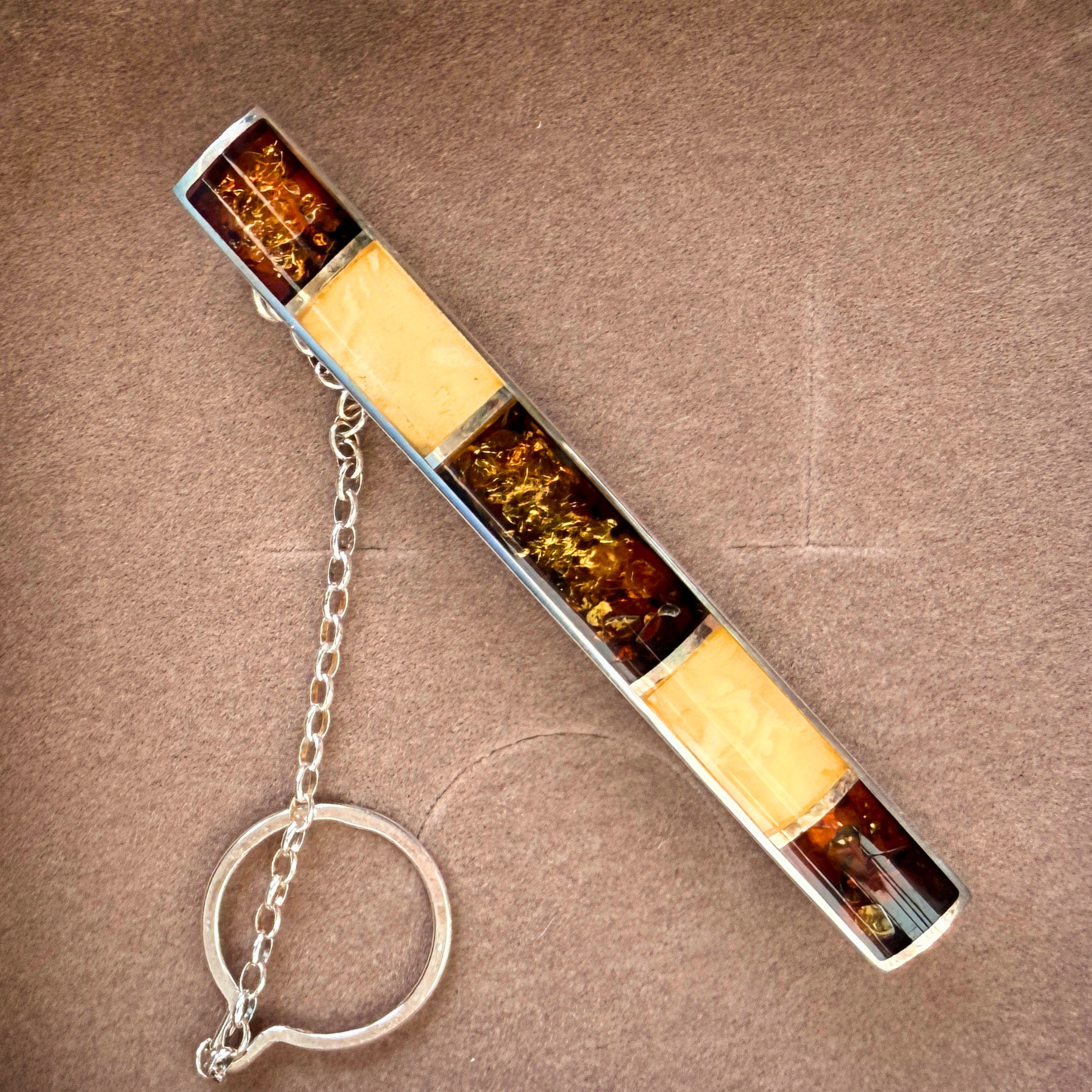 Rav slipsenål i sterlingsølv