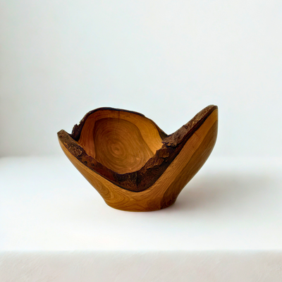 Gaffelformet sort kirsebærskål – Raw Edge Sculpture