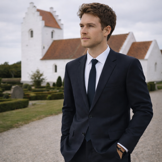 Herrearmbånd i læder med rav