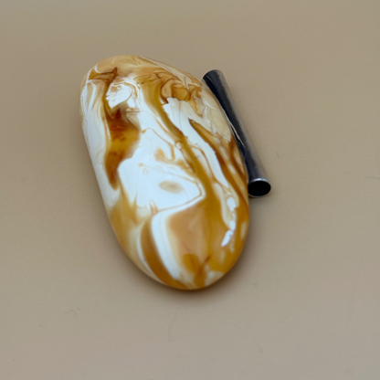 Stort ovalt vedhæng i mælkerav med rør i sterlingsølv