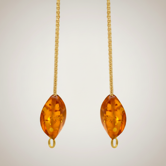 Amber øreringe fuldt guld