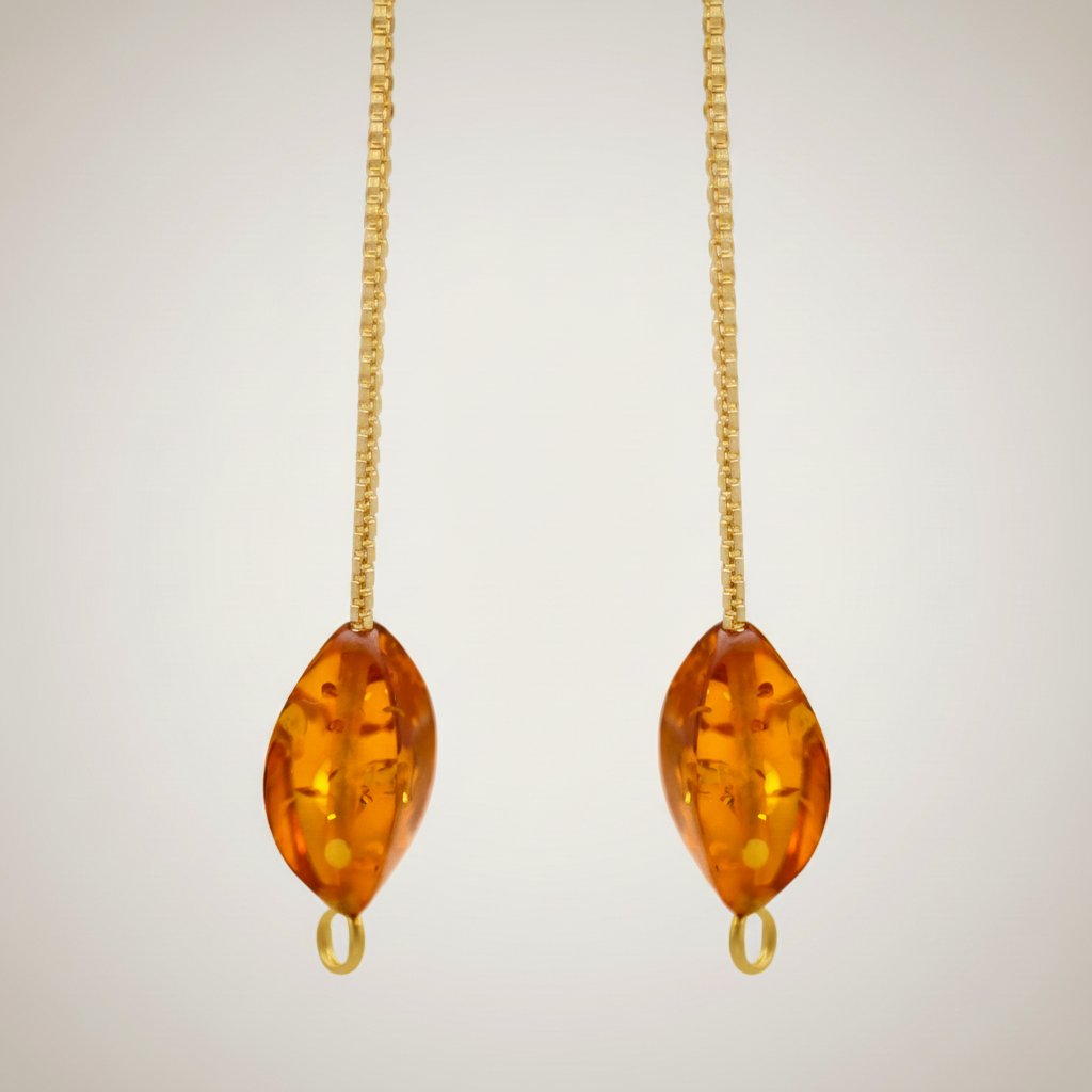 Amber øreringe fuldt guld