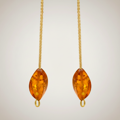 Amber øreringe fuldt guld